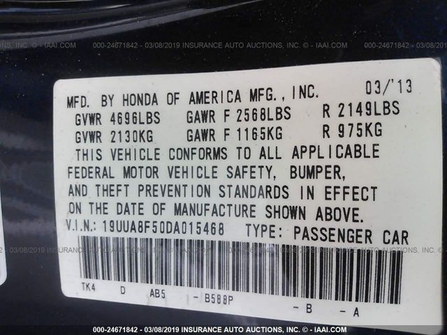 19UUA8F50DA015468 ACURA TL 2013 - 8