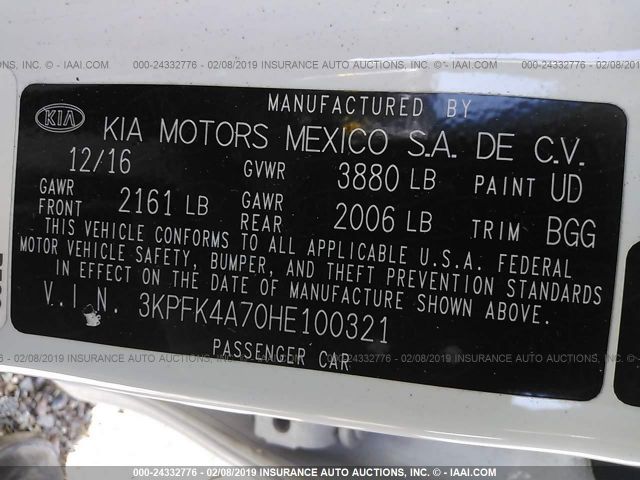 3KPFK4A70HE100321 KIA FORTE 2017 - 8