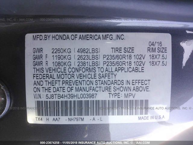 5J8TB4H39HL003987 ACURA RDX 2017 - 8