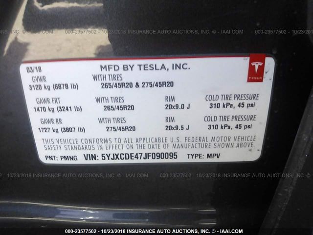 5YJXCDE47JF090095 TESLA MODEL X 2018 - 8